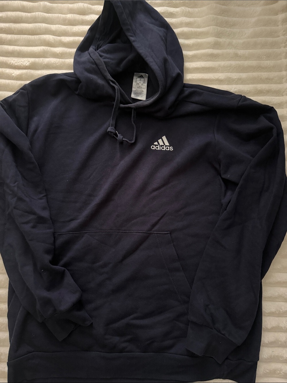 adidas Navy Hoodie with White Trefoil Logo